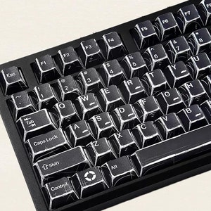 Juego de teclas de estilo cómico negro de 136 teclas, teclas con dibujos animados dibujados a mano, teclas con perfil Cherry, teclas PBT, teclas para teclados mecánicos Cherry MX