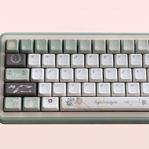 147keys Laurel Goddess Theme Keycap Set, Green Keycaps, Cherry/FOA/MDA Profile Keycaps, PBT Keycaps, cherry mx mechanical keyboard keycaps