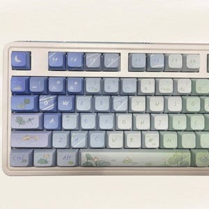 Ensemble de capuchons de touche sur le thème du lotus, 128 touches, capuchons de touche verts, capuchons de touche profil Cherry/XDA/MOA, capuchons de touche PBT, capuchons de touche de clavier mécanique Cherry mx