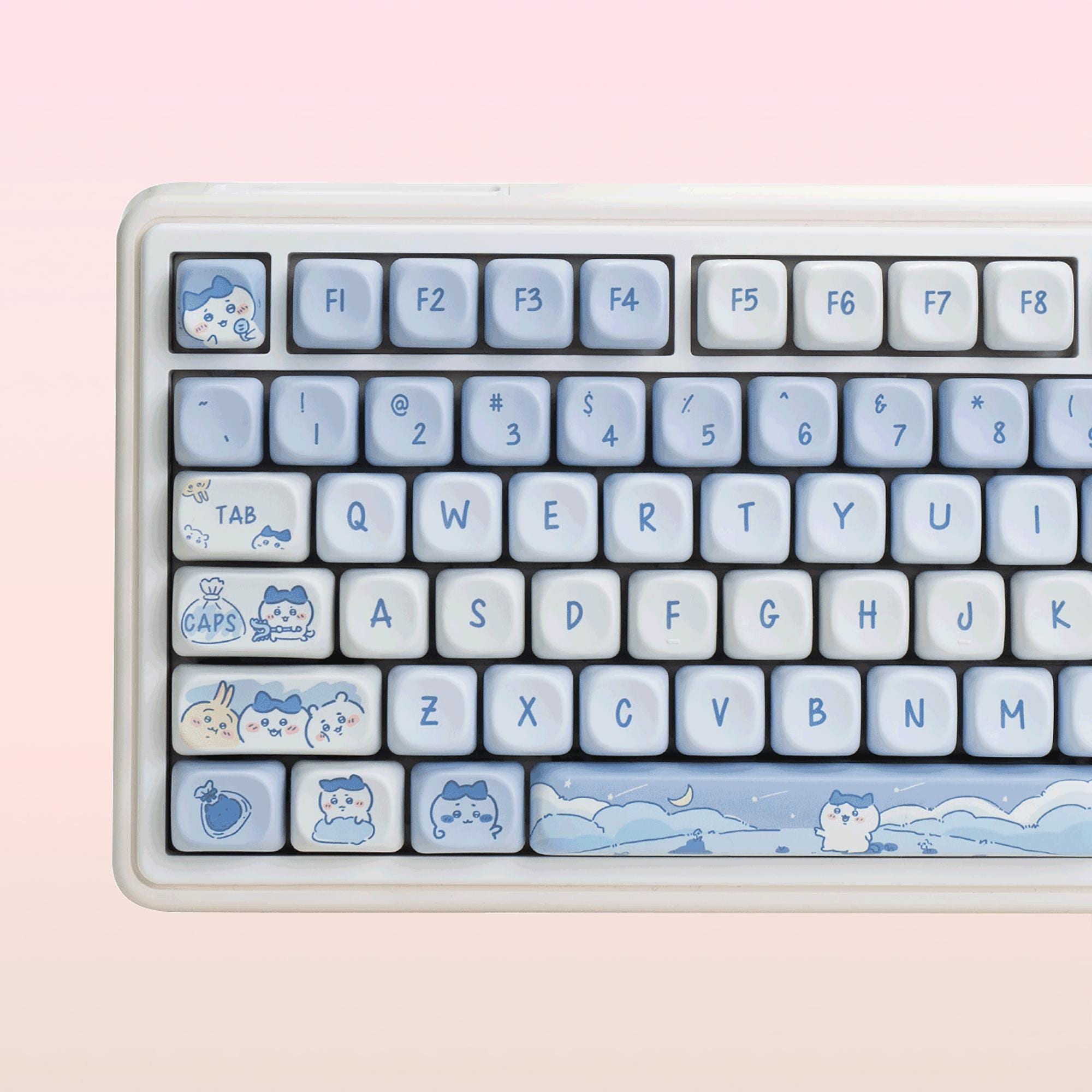 114 keys Cute Chiikawa Keycap Set, Bule Keycaps, MOA Profile Keycap, PBT Keycap, cherry mx keycap, mechanical keyboard keycaps, Cat keycaps