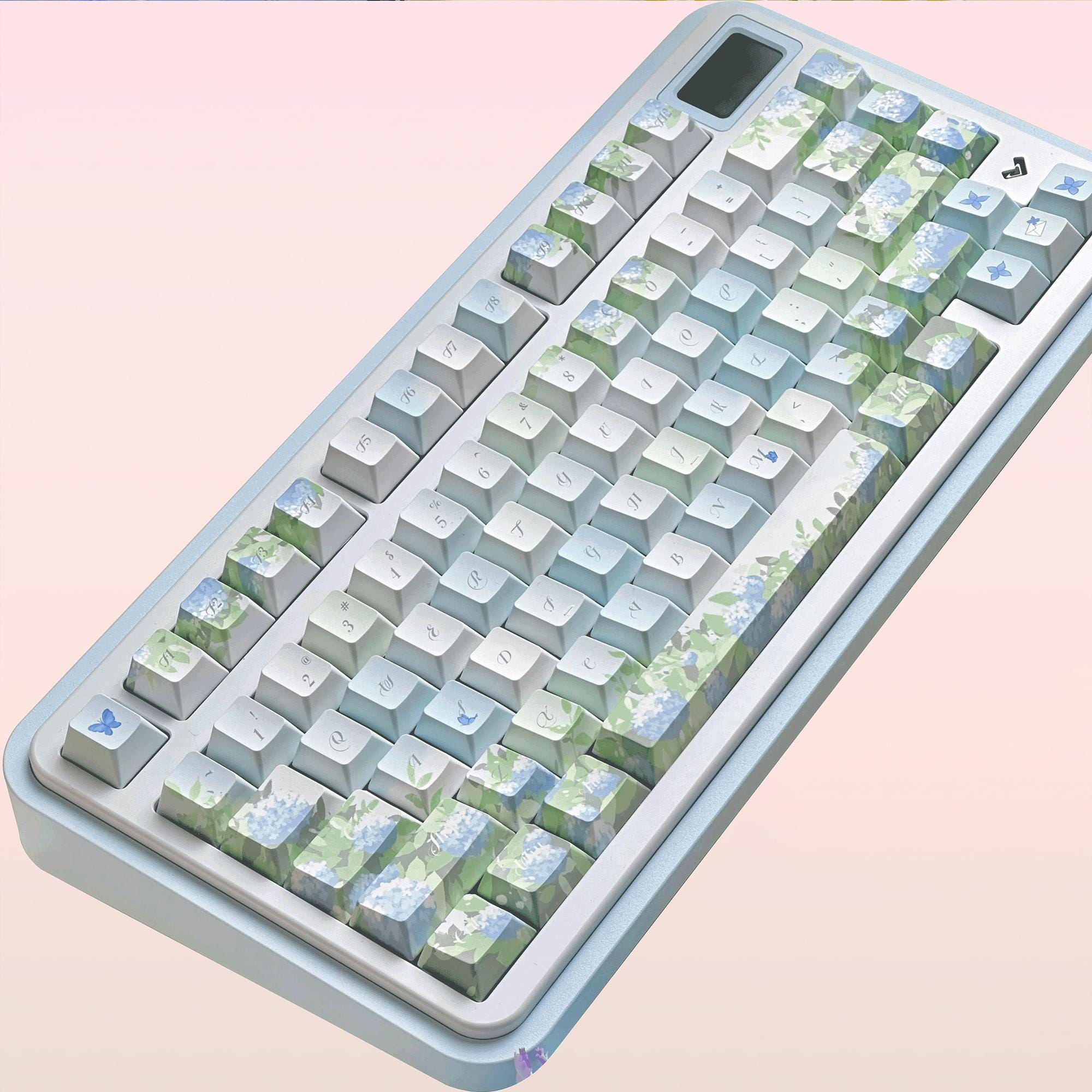 コレクション Hydrangea4937 136 Keys Blue Hydrangea Keycap Set, Floral Keycaps, Cherry