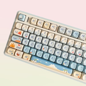 116keys Summer Beach Keycap Set, Bule Keycaps, MOA/XDA/Cherry Profile Keycap, PBT Keycap, cherry mx keycap, mechanical keyboard keycaps
