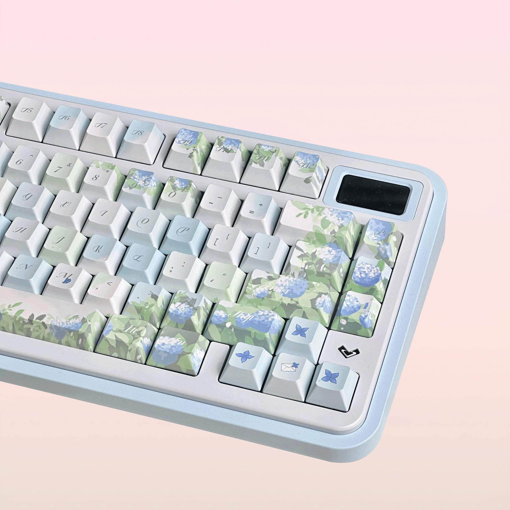 コレクション Hydrangea4937 136 Keys Blue Hydrangea Keycap Set, Floral Keycaps, Cherry