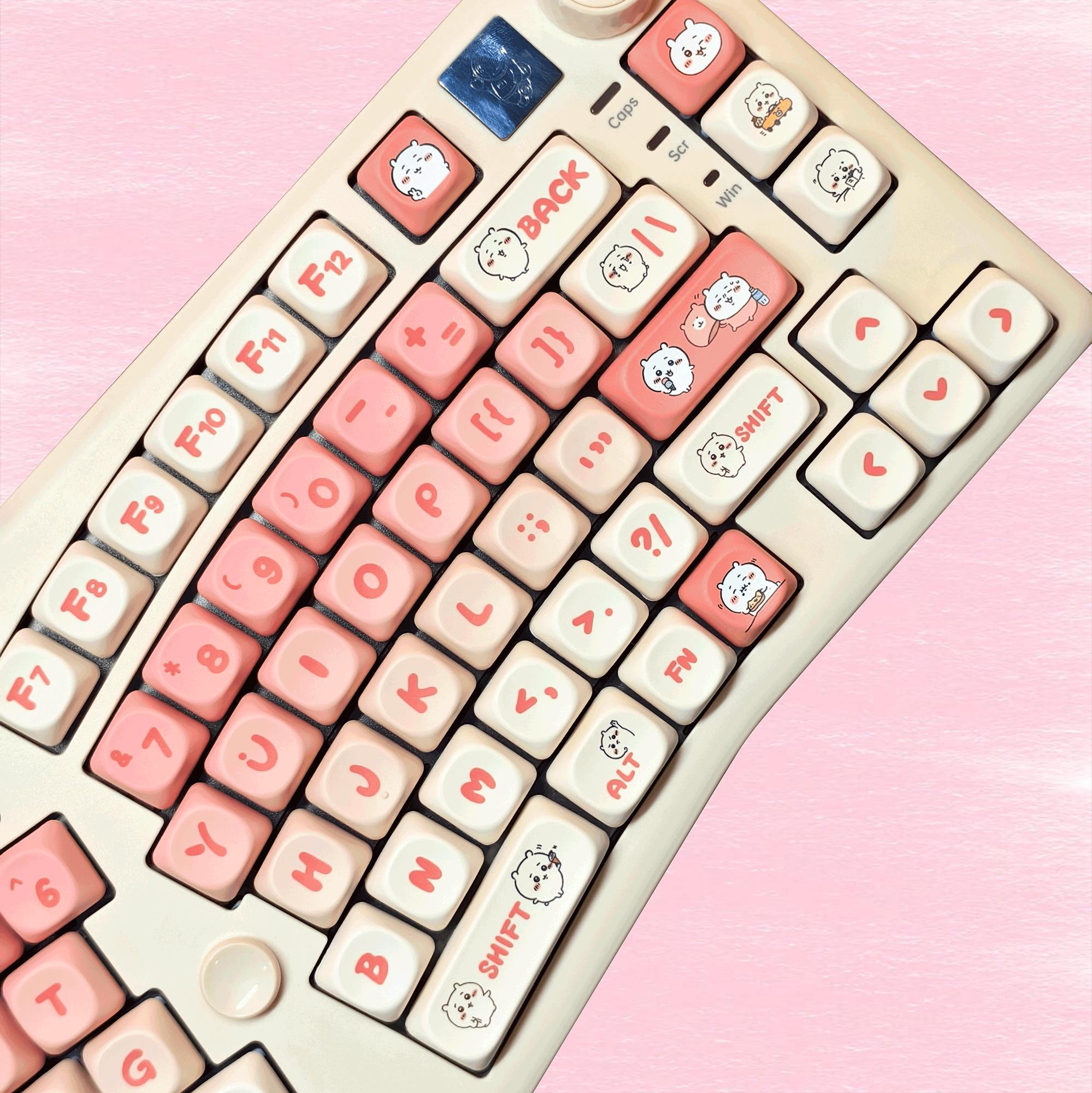 138keys Kawaii Chiikawa Keycap Set, Pink Keycaps, MOA