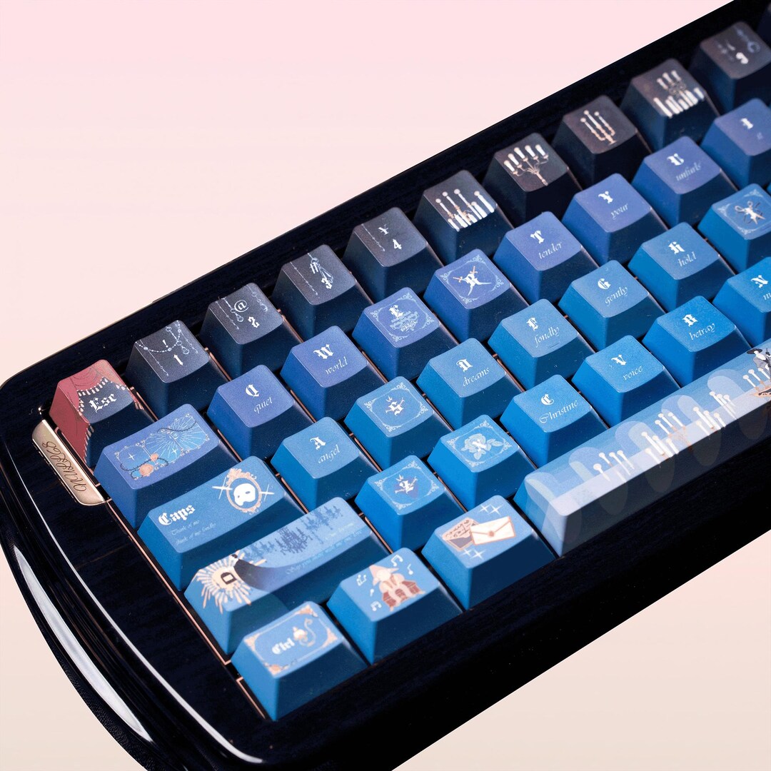 Goth Key Cap Set 142keys Gothic Opera Theme Keycap Set, Gradient Blue Keycaps, Cherry ...