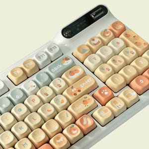131 keys Orange Flowers Theme Keycap Set, Cartoon Keycaps, XOA Profile Keycaps, PBT Keycaps, cherry mx Keycaps, mechanical keyboard keycaps