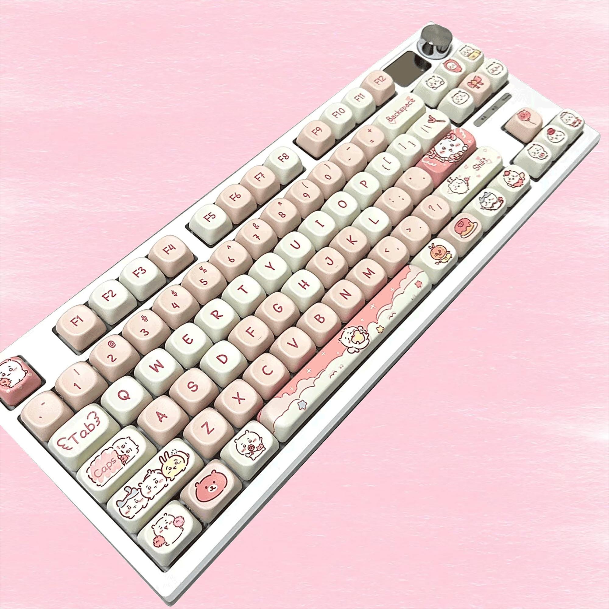 ♡m②♡ 132keys Chiikawa Keycap Set, Pink Keycaps, MOA Profile