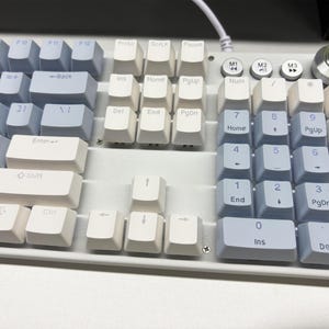 Blue White Keyboard, Blue Switch Keyboard, Cherry Profile Keyboard, PBT Keycaps, Cherry MX Keycaps, Mechanical Keyboard, Gaming Keyboard