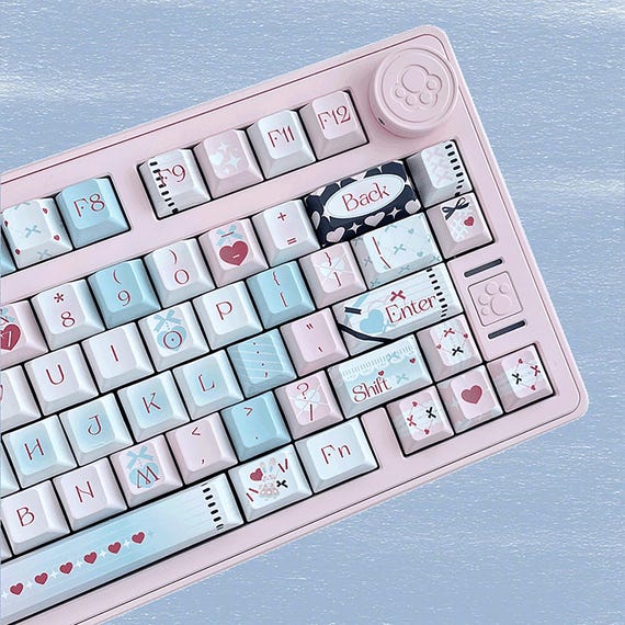 ♡KYK♡ 136keys Y2K Sweet Heart Keycap Set, Cute Keycaps, Cherry