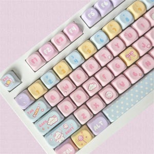 131keys Cute Candy Keycap Set, Sweet Keycaps, MOA Profile Keycaps, PBT Keycaps, cherry mx keycap, mechanical keyboard keycap, Kawaii Keycaps