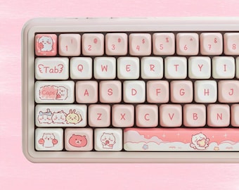 ♡m②♡ 132keys Chiikawa Keycap Set, Pink Keycaps, MOA Profile