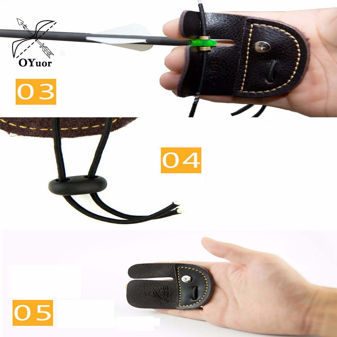 Bogenschießen Handschuh Für Linke Hand - 2-Finger Schutz Aus Leder