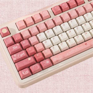 149 keys Cute Pink Planet Keycap Set, MOC Profile Keycaps, PBT Keycaps, cherry mx keycap, mechanical keyboard keycaps, Valentine&#39;s Day Gifts