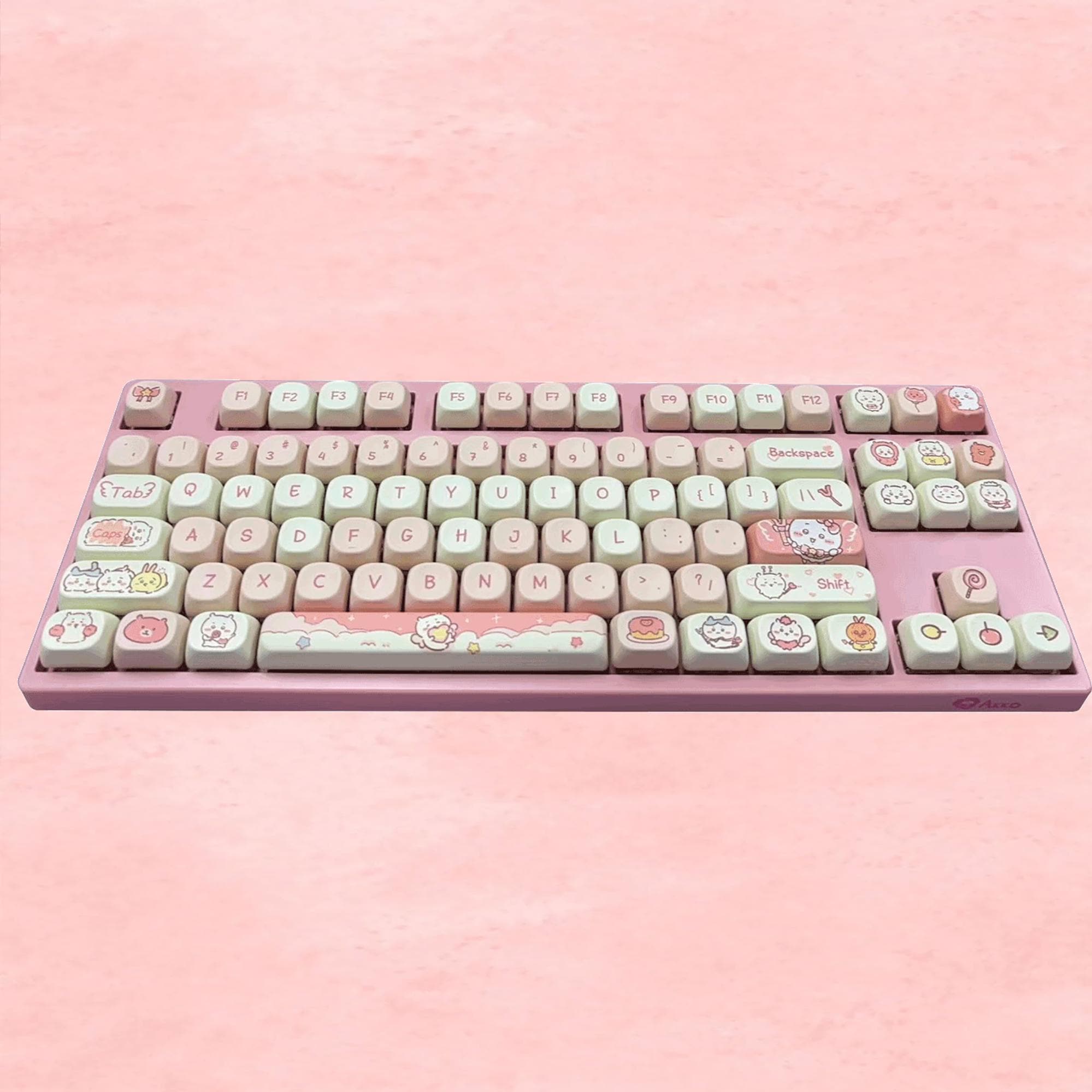 132keys Chiikawa Keycap Set, Pink Keycaps, MOA Profile