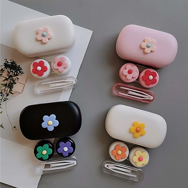 Leather Contact Lens Case,Beauty Contact Lens Case, Portable Contact Lens Case Kit, Contact Lens Case, Contact Lens Case With Mirror