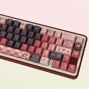 150 keys Fairy Butterfly Rose Keycap Set, Pink Keycaps, Cherry Profile Keycaps, PBT Keycaps, cherry mx keycap, mechanical keyboard Keycaps