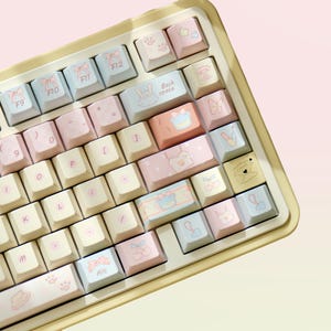 145keys Kawaii Girly Keycap Set, Pink Keycaps, Cherry Profile Keycaps, PBT Keycaps, cherry mx keycaps, mechanical keyboard Keycaps, Gifts