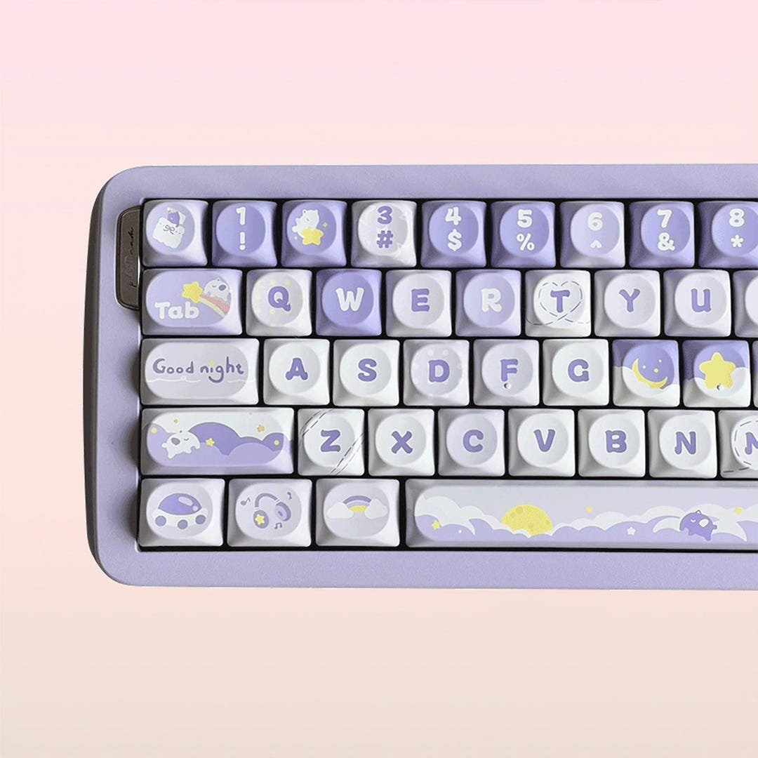140keys Cute Star Keycap Set, Purple Keycaps, Cherry / SO Profile ...