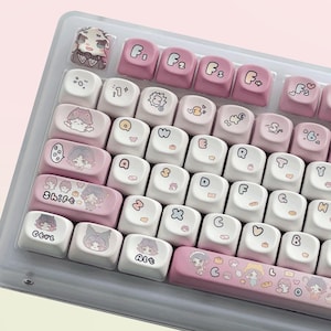 131keys Cute Clove Keycap Set, Pink Keycaps, MOA Profile Keycaps, PBT Keycaps, cherry mx keycap, mechanical keyboard keycap, Cute Keycaps