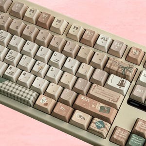 Juego de teclas con membrete de hojas otoñales de 143 teclas, teclas marrones, teclas con perfil de cereza, teclas PBT, teclas cherry mx, teclas para teclados mecánicos