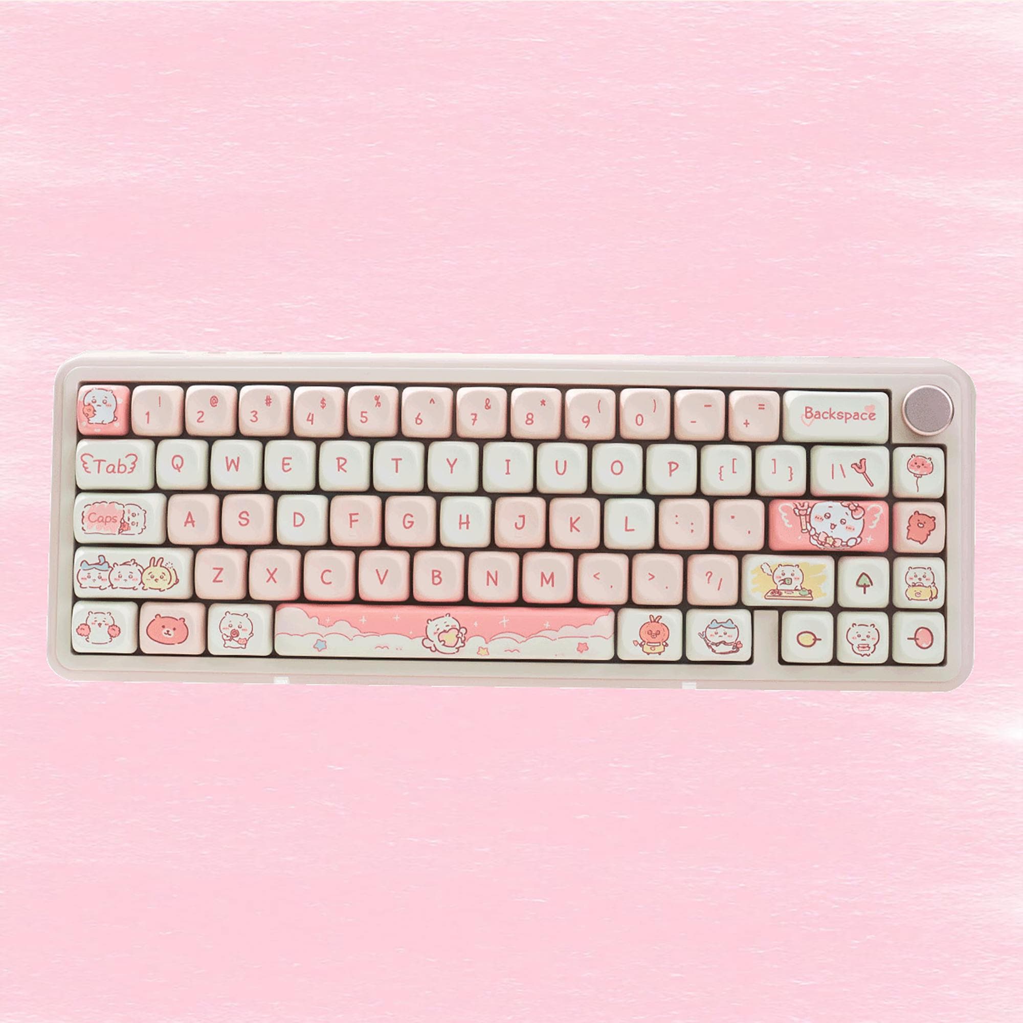 ♡m②♡ 132keys Chiikawa Keycap Set, Pink Keycaps, MOA Profile