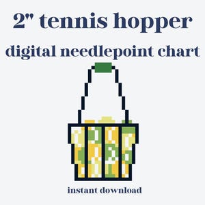 Mini Tennis Ball Hopper Bag Charm | 2" Digital Needlepoint Chart