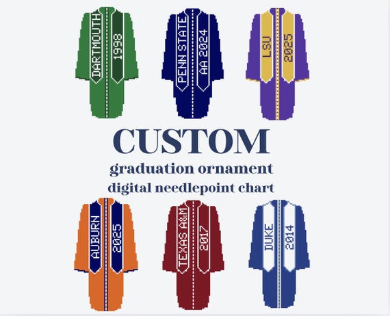 Custom Graduation Ornament Digital Needlepoint Chart