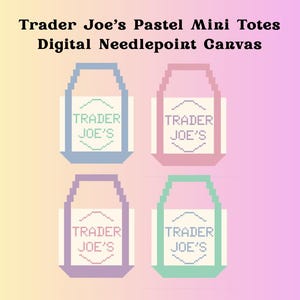 Trader Joe's Pastel Mini Totes Digital Needlepoint Canvases