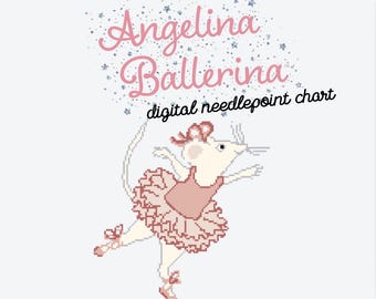 Angelina Ballerina Digital Needlepoint Chart: 18 Mesh 6" Ornament Design
