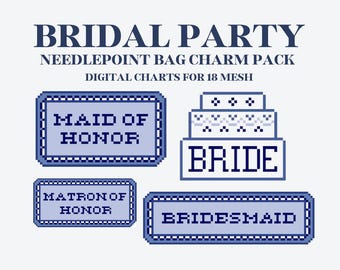 Wedding Party Needlepoint Bag Charm Digital Stitch Chart Pack
