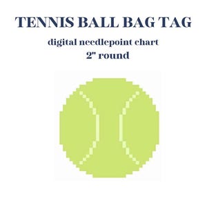 Mini ciondolo per borsa con pallina da tennis / Schema digitale per ricamo a punto croce da 2"