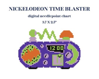 Nickelodeon Time Blaster Digital Needlepoint Chart | 90s Nostalgia Counted Cross Stitch