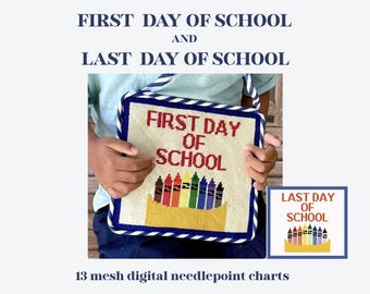 Stickvorlage für Schulschilder: Erster Tag & Letzter Tag (Digitaler Download)