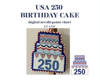 USA 250th Birthday Cake Digital Needlepoint Chart