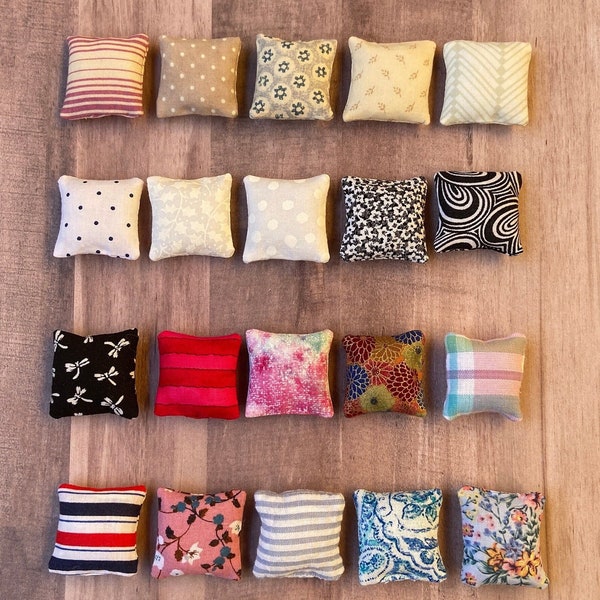 1/12 Scale Handmade Dollhouse Miniature Assorted Pillow: Various Fabrics Available