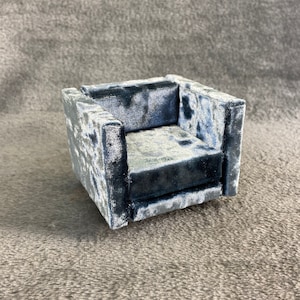 1/12 Scale Miniature Dollhouse Blue-Gray Velvet Chair