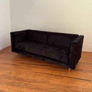 1/12 Scale Miniature Dollhouse Black Velvet Couch / Sofa