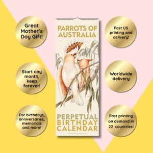 Parrots of Australia Perpetual Calendar: Vintage Bird Art Gift