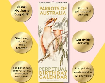 Papageien Australiens Ewiger Kalender: Vintage Vogel Kunst Geschenk