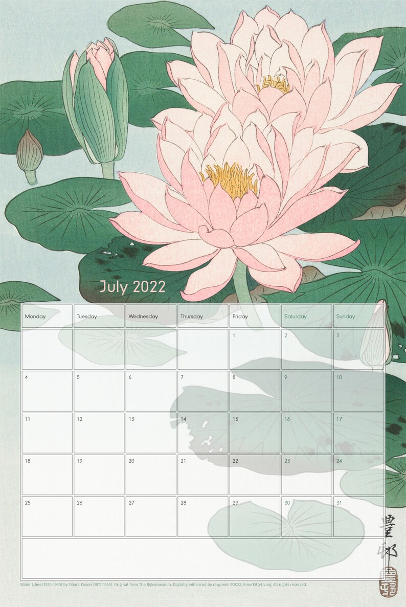 2022 2023 Japanese Midyear Calendar Woodblock Print Art Etsy Denmark