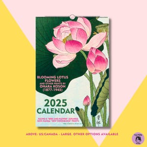 Calendrier 2025 Ohara Koson Blooming Lotus, gravures sur bois vintage japonaises
