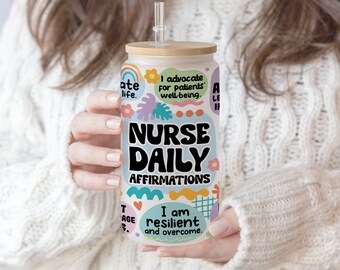 16 oz Libbey Glass Can Tumbler Sublimation Design Nurse Daily Affirmations |Nurse Affirmation tumbler | Gift for Mental health care PNG file
