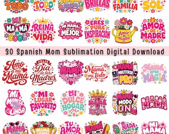 30 Bundle Spanish Mom Día de las Madres PNG (Digital Download)