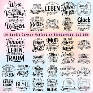 30 Bundle German Motivational Quotes Plotter File | Hand Writing Uplifting Sayings for Cricut Silhouette Instant Digital Download Svg Png