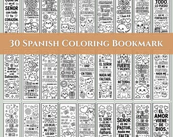 30 Spanish Bible Verse Coloring Bookmark (Digital Download)