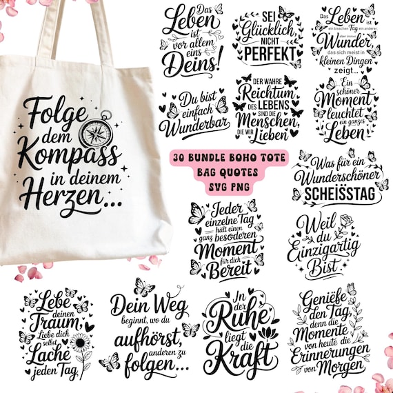 German Bag Sayings SVG Bundle: 30 Tasche Quotes (Digital Download)