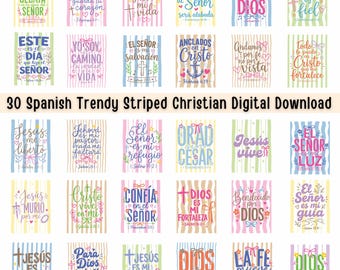 30 Trendy Striped Spanish Bible Verse Sticker SVG (Digital Download)