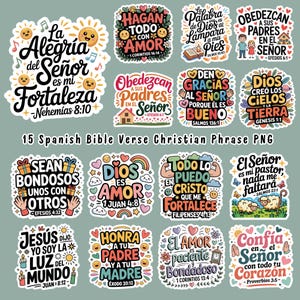 Spanish Bible Verse Bundle: Christian Phrases, PNG Files (Digital Download