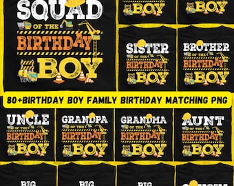 Construction Birthday Boy Family Matching PNG (Digital Download)