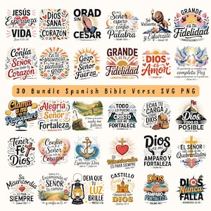 30 Bundle Spanish Bible Verse | Frases religiosas | Christian Phrases png | Frases cristianas Christian Spanish Saying Digital Download PNG